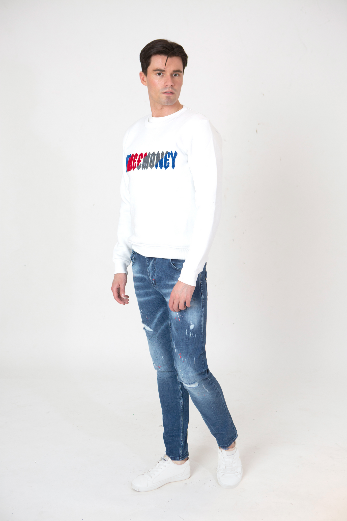 TIM SIGNITURE CREWNECK JUMPER  - WHITE