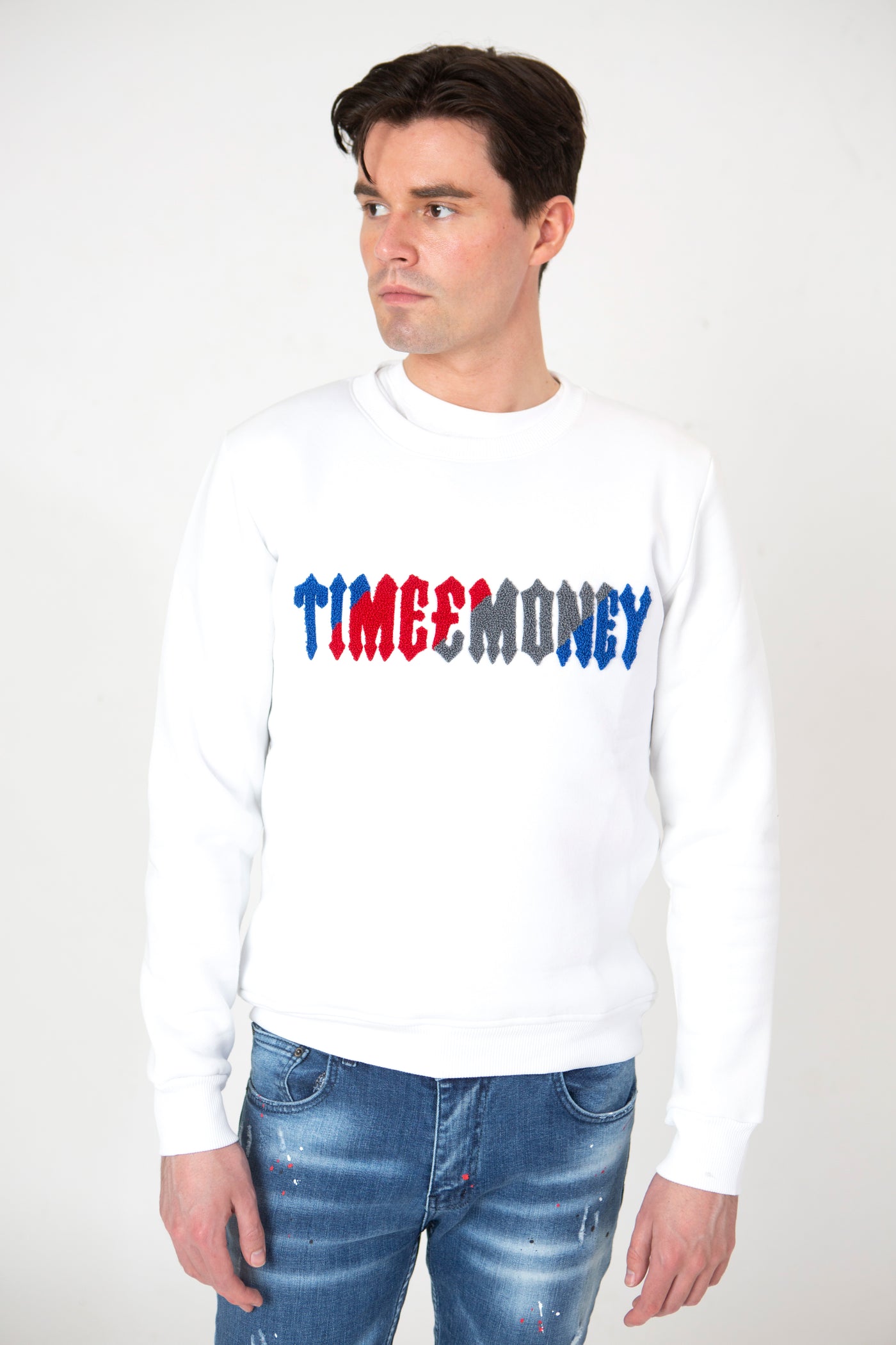 TIM SIGNITURE CREWNECK JUMPER  - WHITE