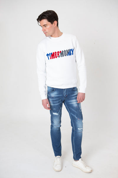 TIM SIGNITURE CREWNECK JUMPER  - WHITE