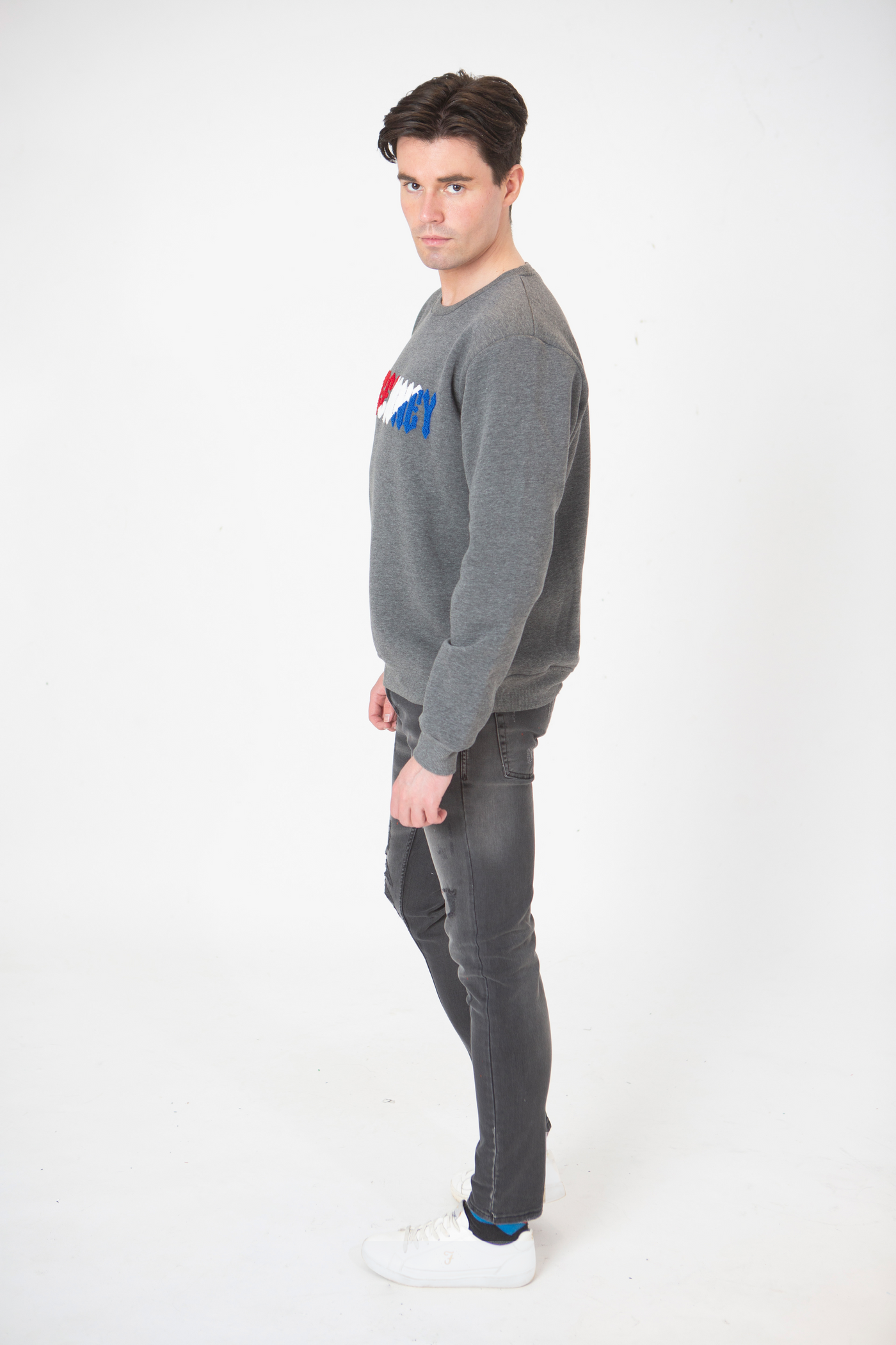 TIM SIGNITURE CREWNECK JUMPER  - GREY