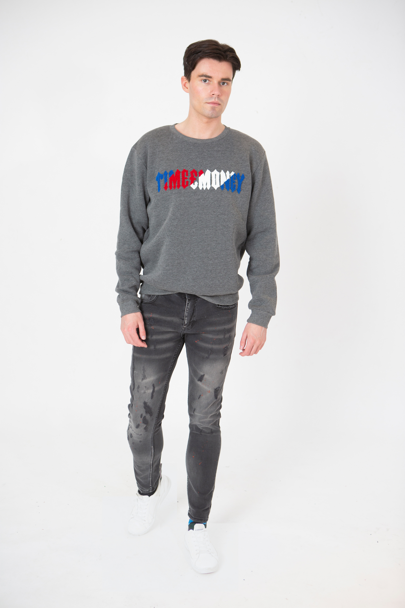 TIM SIGNITURE CREWNECK JUMPER  - GREY