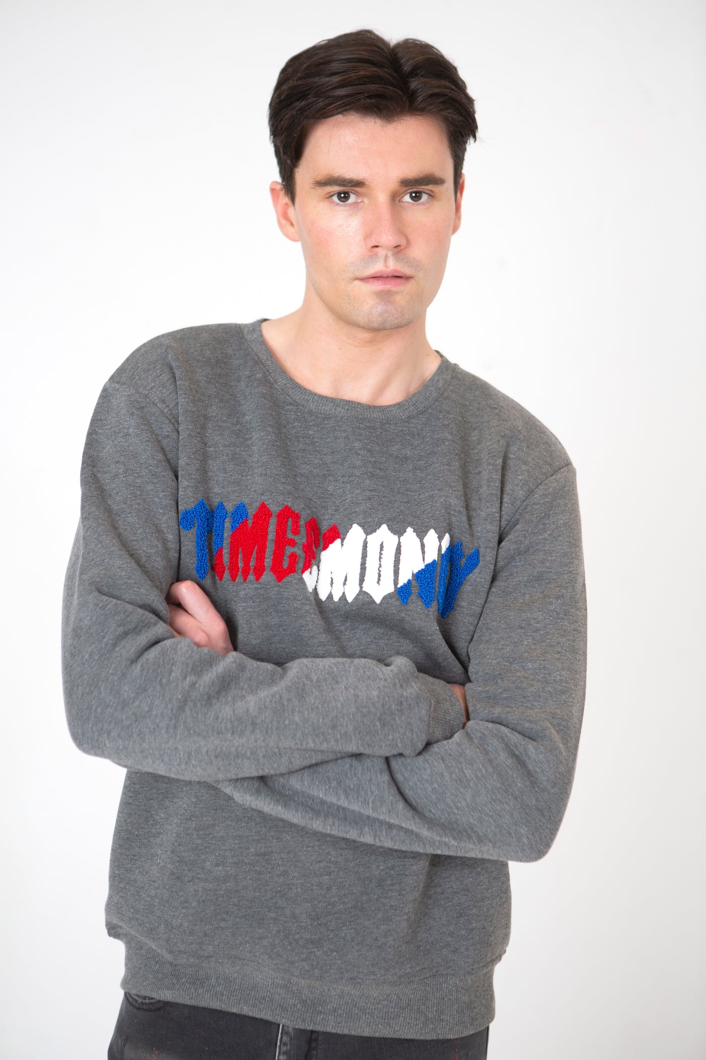 TIM SIGNITURE CREWNECK JUMPER  - GREY