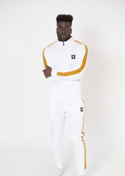 HRM FITTED COLLARED TRACKSUIT WHITE & ORANGE