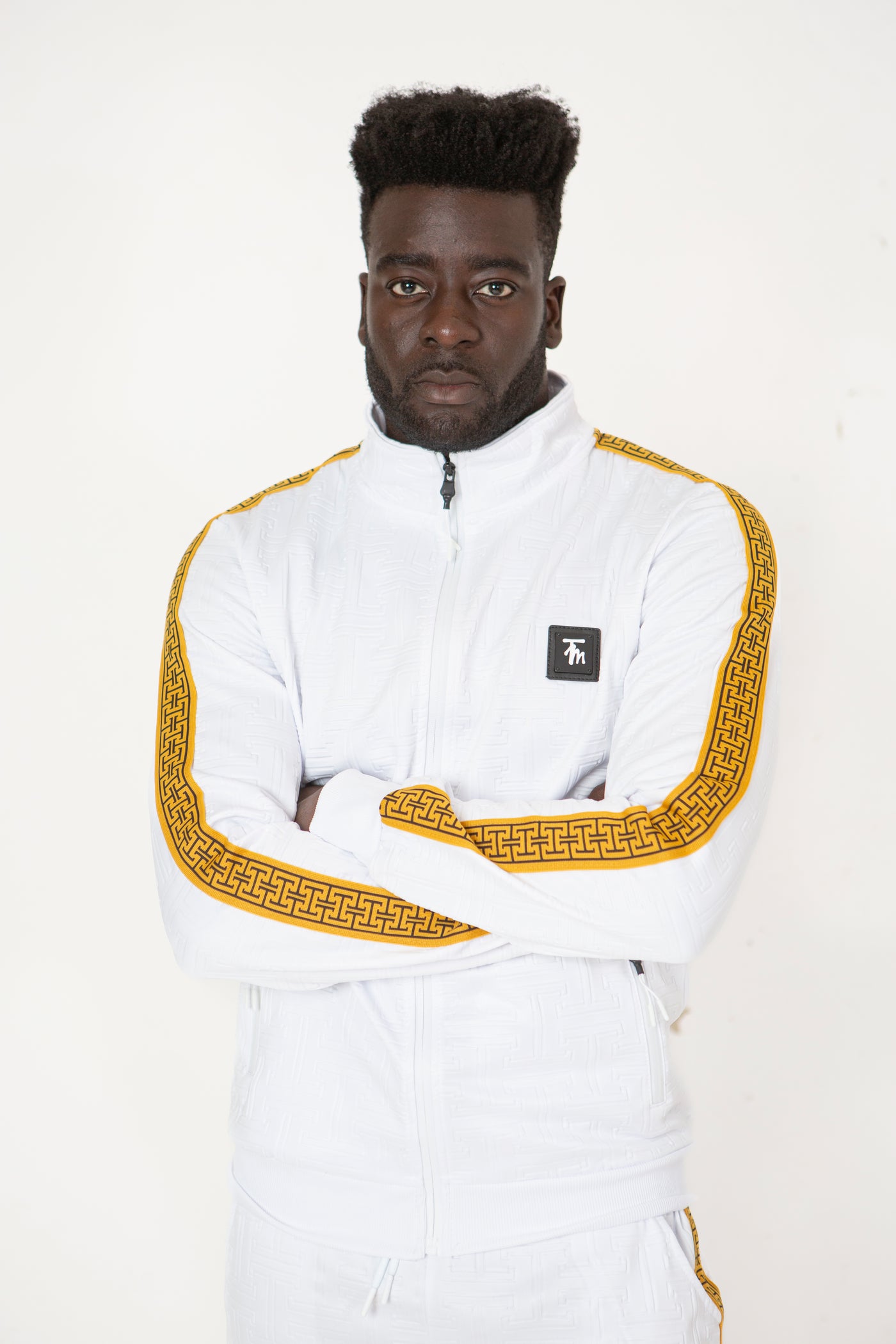 HRM FITTED COLLARED TRACKSUIT WHITE & ORANGE