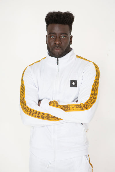 HRM FITTED COLLARED TRACKSUIT WHITE & ORANGE