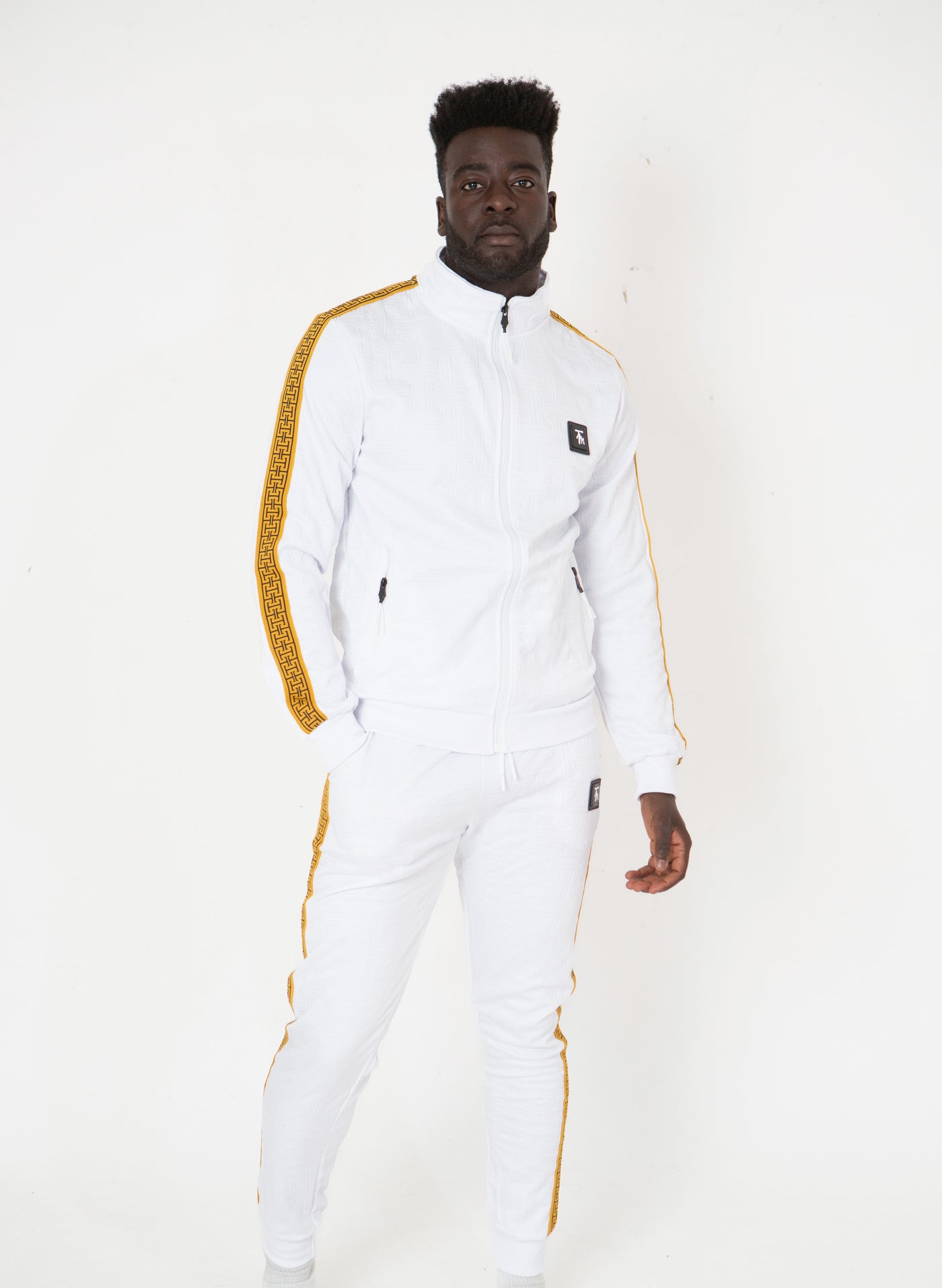 HRM FITTED COLLARED TRACKSUIT WHITE & ORANGE