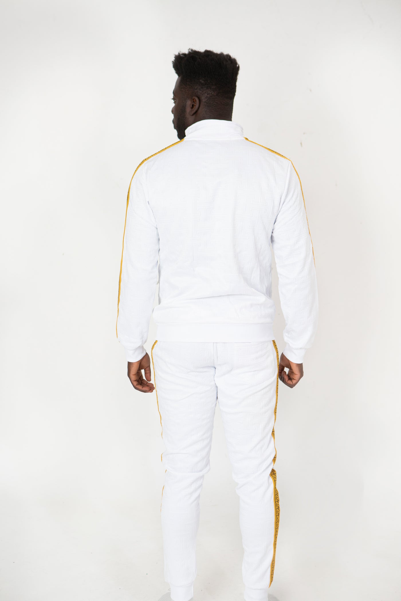 HRM FITTED COLLARED TRACKSUIT WHITE & ORANGE