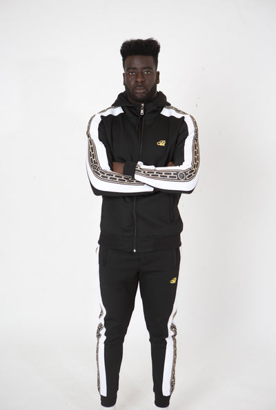 Luxe Suede Fitted Tracksuit - BLACK